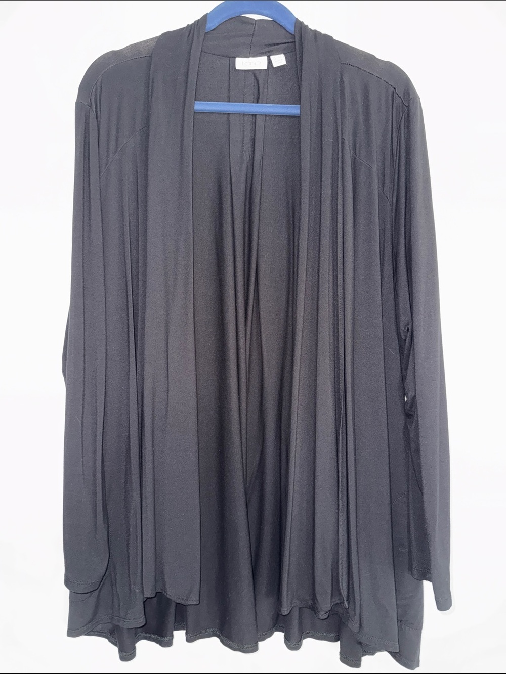 LOGO by Lori Goldstein Black Open Drape Front Lightweight Jacket